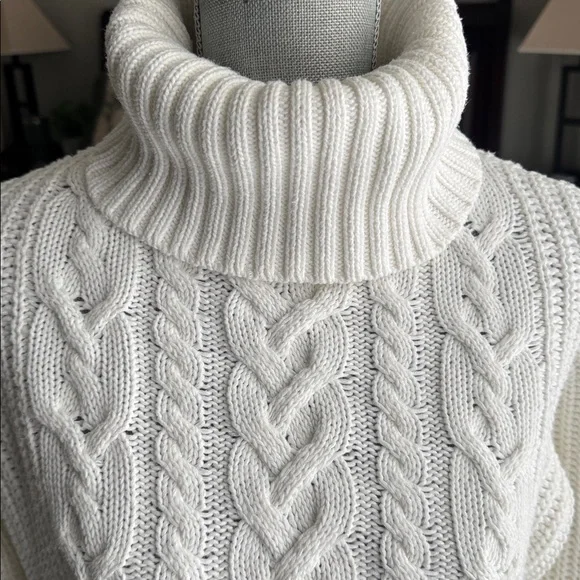 GAP Cream Cable Knit Turtleneck Sweater - Picture 2 of 4